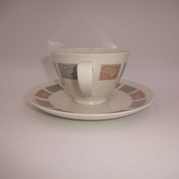 2 Pc Vintage Kokura Ware Milan Cream Tea Cup & Saucer Birds Houses 2106 Japan - Picture 2 of 7